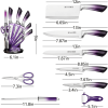 Knife Set, 9-Pieces Purple Gradient Handle Stainless Steel Chef Knife Set, Ultra Sharp Non-stick Cooking Knife Set with Acrylic Stand for Cutting Chop