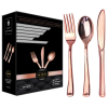 JL Prime 120 Piece Rose Gold Plastic Silverware Set, Re-Usable Recyclable Plastic Cutlery, 40 Forks, 40 Spoons, 40 Knives, Great for Wedding, Annivers