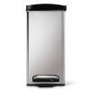 10L Step Trash Can Brushed Stainless Steel with Black Plastic Lid