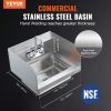 VEVOR Commercial Hand Sink with Faucet and Side Splash, NSF Stainless Steel Sink for Washing, Small Hand Washing Sink, Wall Mount Hand Basin for Resta