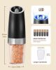 Gravity Electric Salt and Pepper Grinder Set Automatic Shakers Mill Grinder with LED Light, Battery Powered Adjustable Coarseness One Hand Operation,